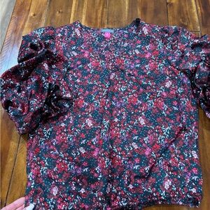 Vince Camuto Black and Red Floral Top